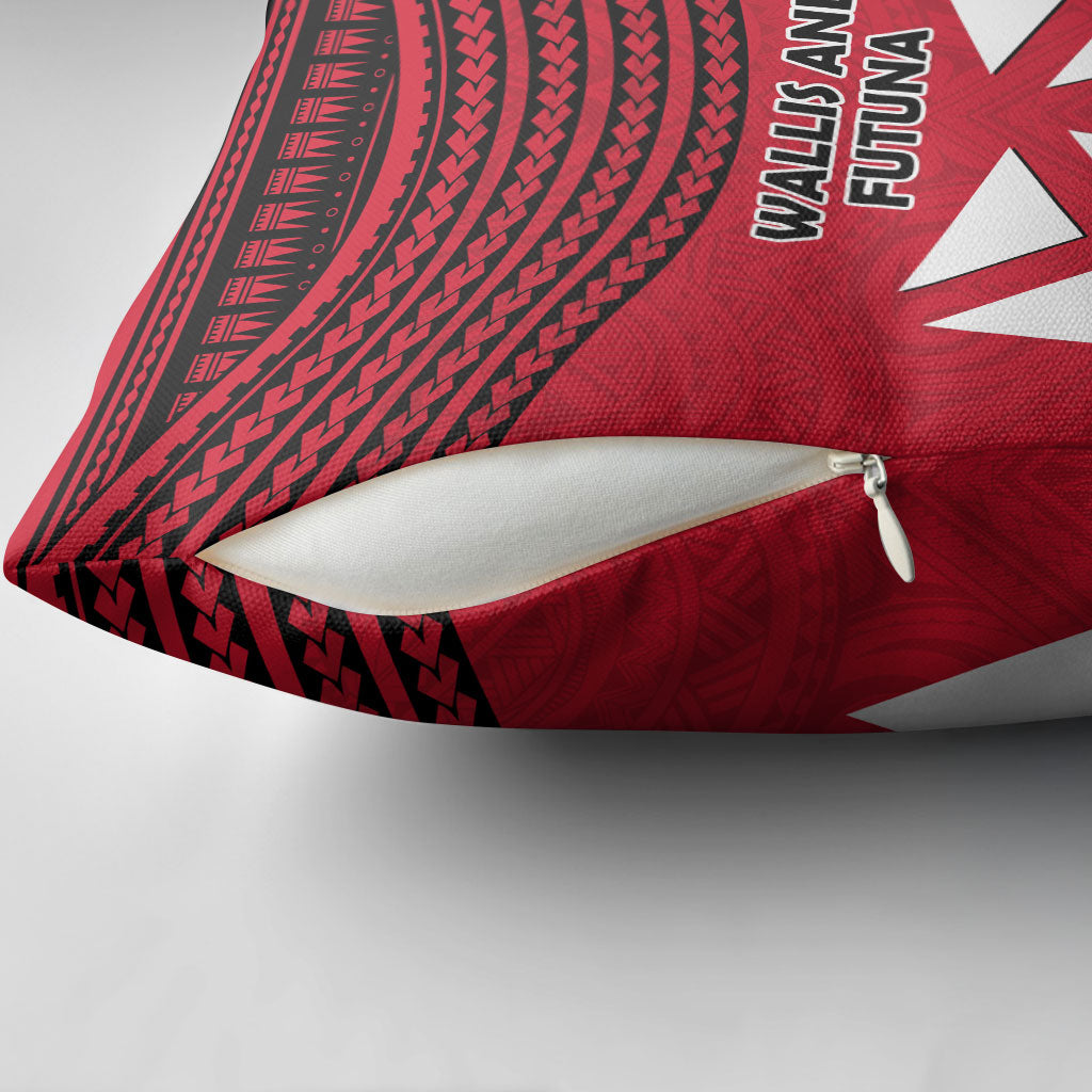 Wallis And Futuna Pillow Cover Polynesian Tattoo Flag Map