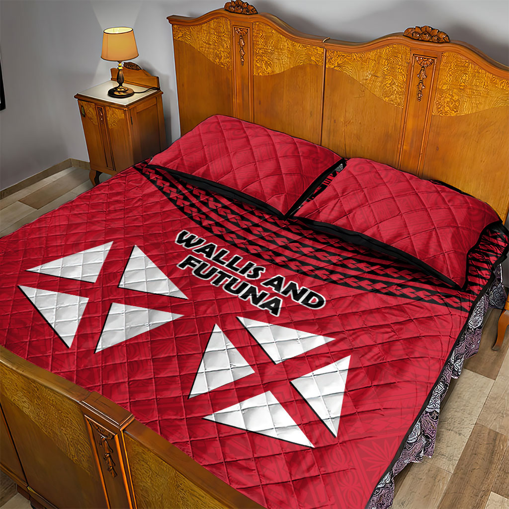 Wallis And Futuna Quilt Bed Set Polynesian Tattoo Flag Map