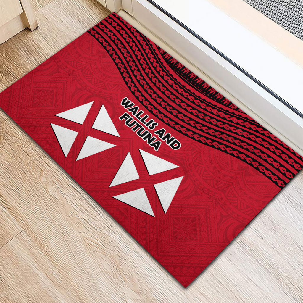 Wallis And Futuna Rubber Doormat Polynesian Tattoo Flag Map