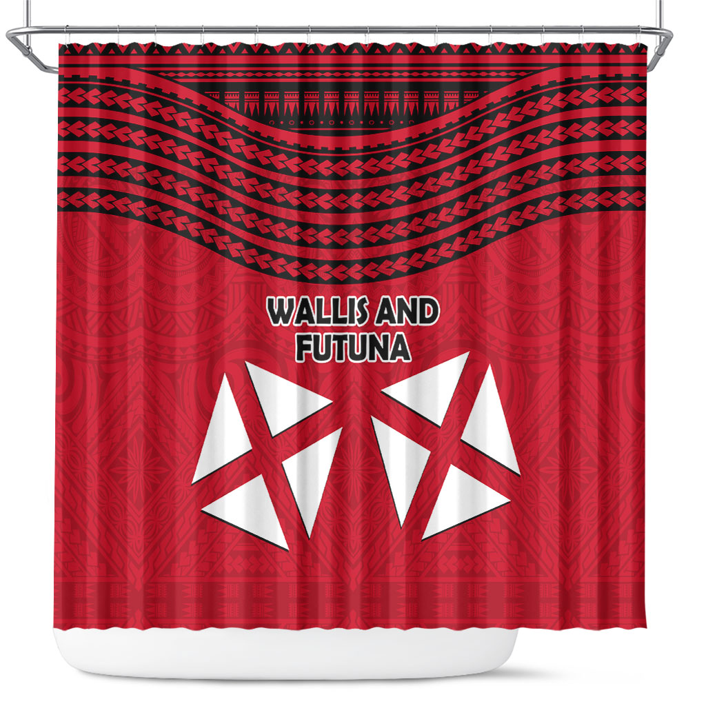 Wallis And Futuna Shower Curtain Polynesian Tattoo Flag Map