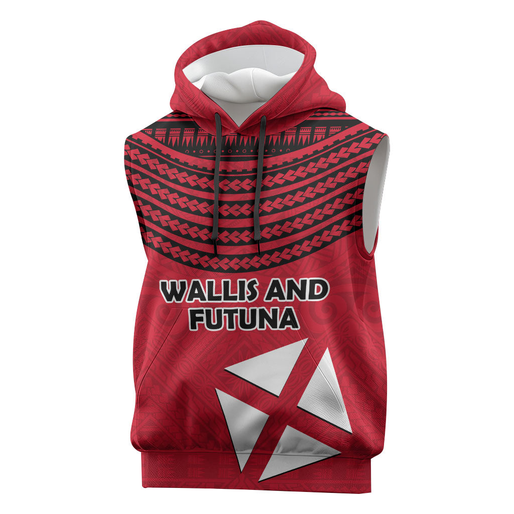 Wallis And Futuna Sleeveless Hoodie Polynesian Tattoo Flag Map