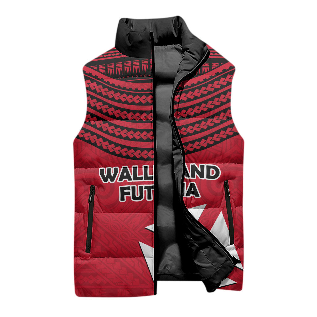 Wallis And Futuna Sleeveless Puffer Jacket Polynesian Tattoo Flag Map