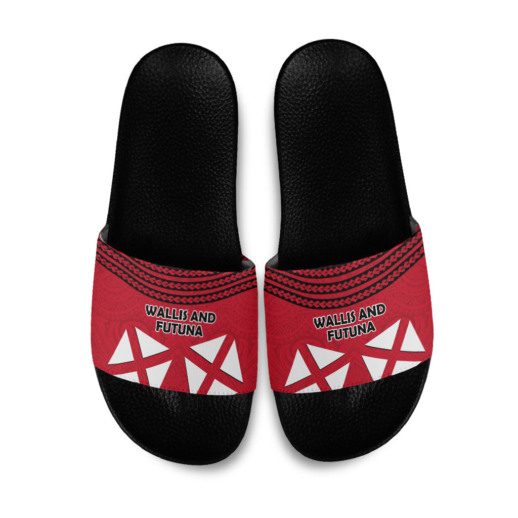 Wallis And Futuna Slide Sandals Polynesian Tattoo Flag Map