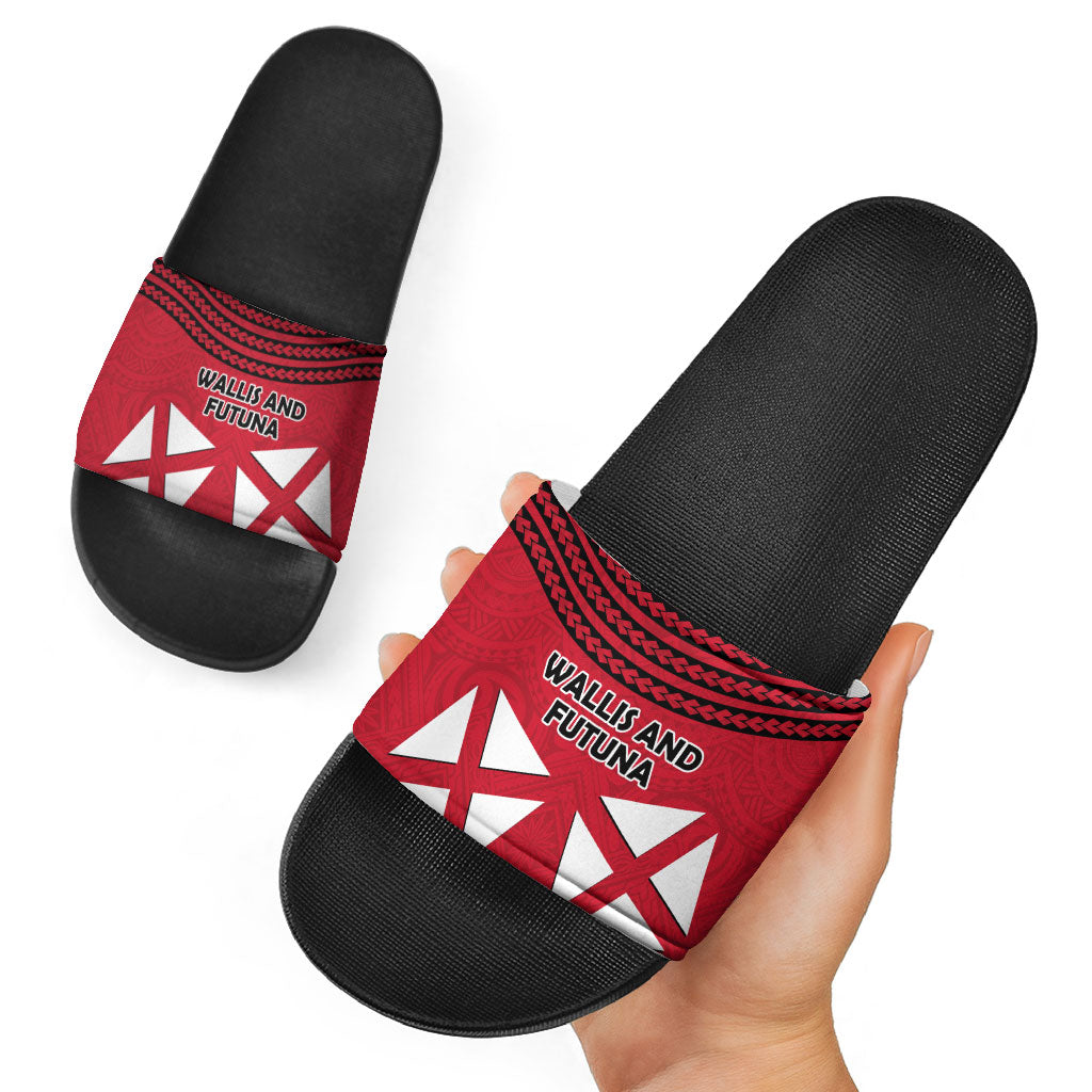 Wallis And Futuna Slide Sandals Polynesian Tattoo Flag Map
