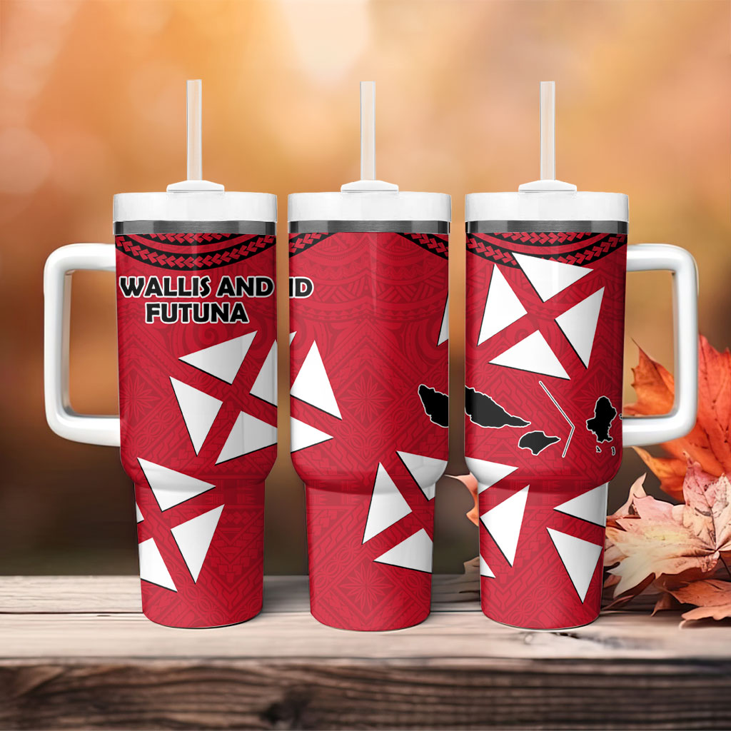 Wallis And Futuna Tumbler With Handle Polynesian Tattoo Flag Map