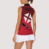 Wallis And Futuna Women Sleeveless Polo Shirt Polynesian Tattoo Flag Map