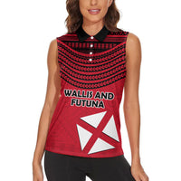 Wallis And Futuna Women Sleeveless Polo Shirt Polynesian Tattoo Flag Map