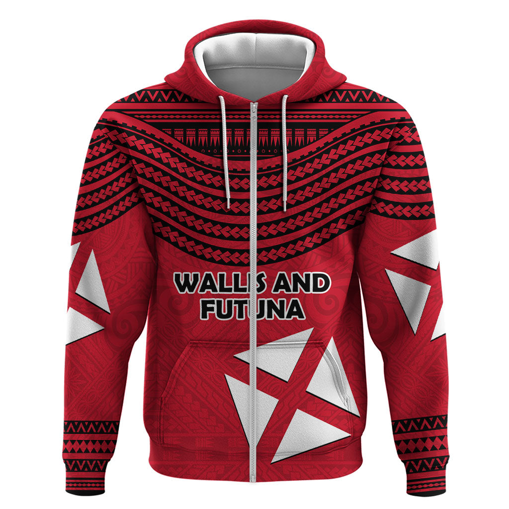 Wallis And Futuna Zip Hoodie Polynesian Tattoo Flag Map