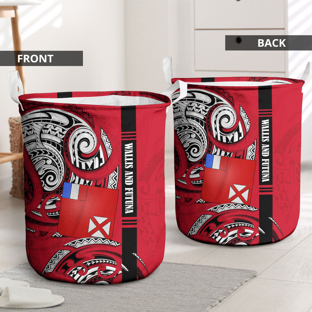Wallis And Futuna Laundry Basket Tribal Polynesian Tattoo Flag Motif