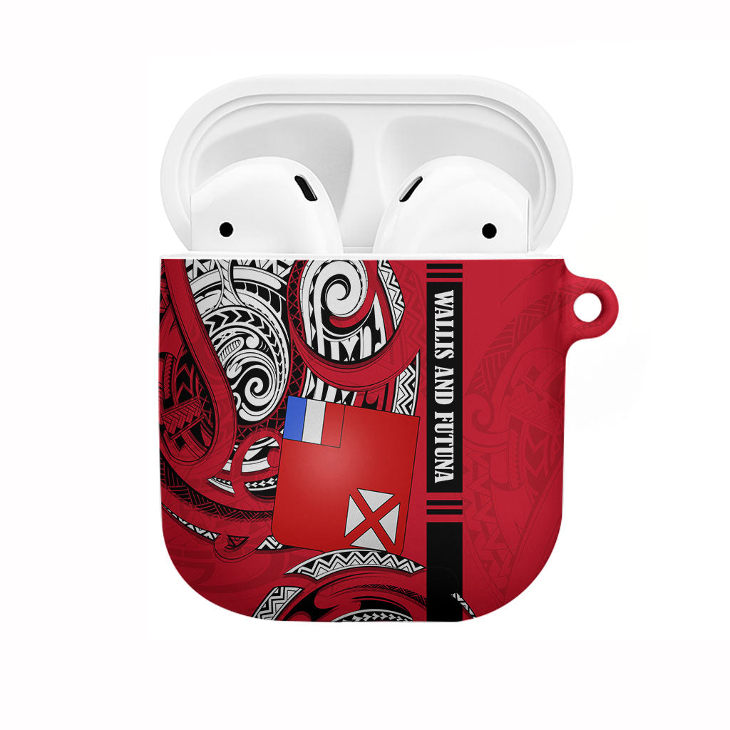 Wallis And Futuna AirPods Case Tribal Polynesian Tattoo Flag Motif TS04 Red Black - Polynesian Pride