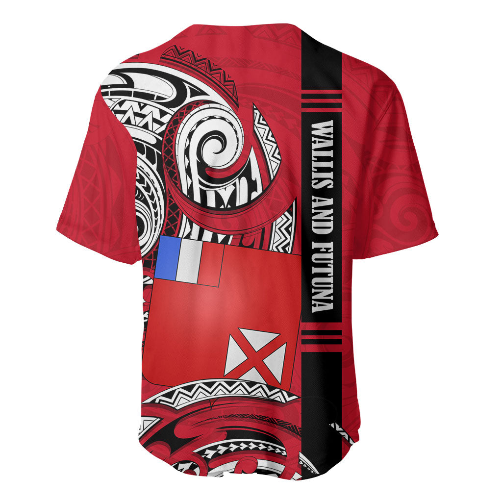 Wallis And Futuna Baseball Jersey Tribal Polynesian Tattoo Flag Motif