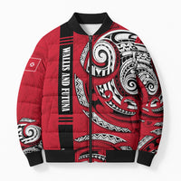 Wallis And Futuna Bomber Puffer Jacket Tribal Polynesian Tattoo Flag Motif