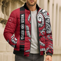 Wallis And Futuna Bomber Puffer Jacket Tribal Polynesian Tattoo Flag Motif