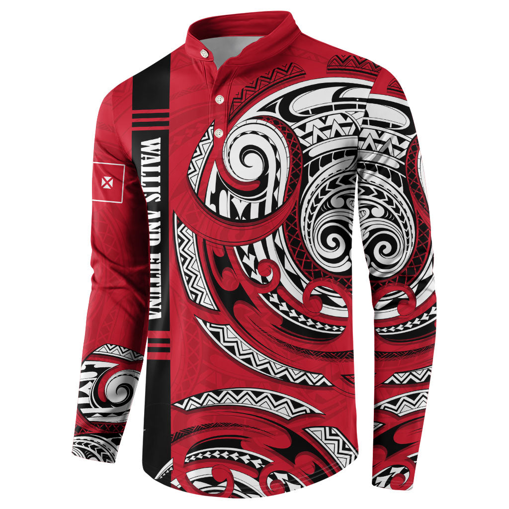 Wallis And Futuna Button Sweatshirt Tribal Polynesian Tattoo Flag Motif