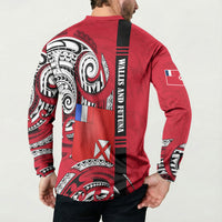 Wallis And Futuna Button Sweatshirt Tribal Polynesian Tattoo Flag Motif