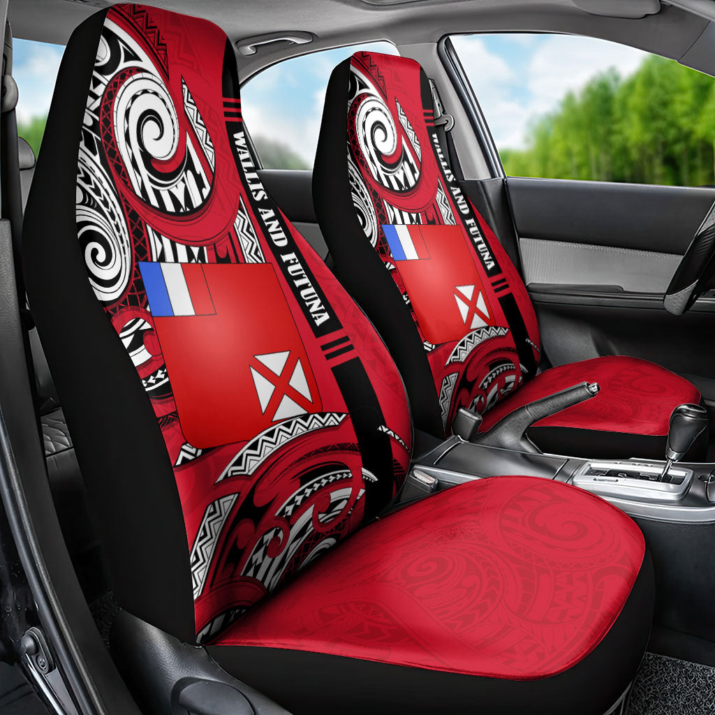Wallis And Futuna Car Seat Cover Tribal Polynesian Tattoo Flag Motif
