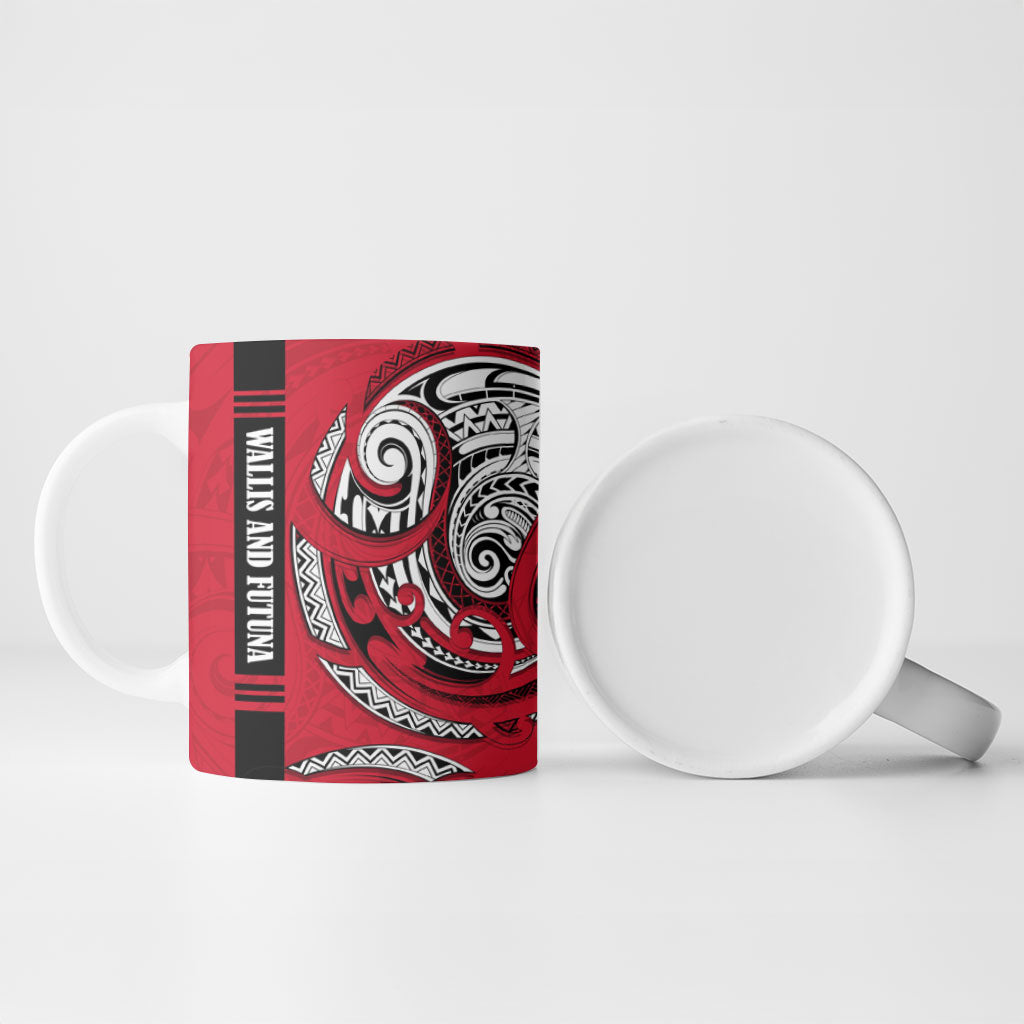 Wallis And Futuna Ceramic Mug Tribal Polynesian Tattoo Flag Motif