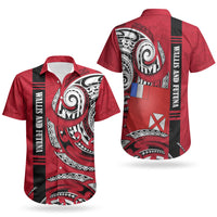 Wallis And Futuna Couples Matching Long Sleeve Bodycon Dress and Hawaiian Shirt Tribal Polynesian Tattoo Flag Motif