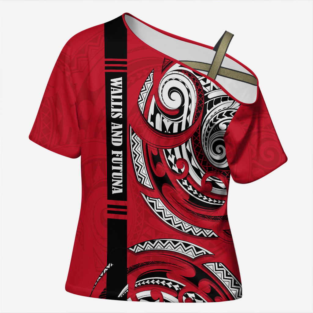 Wallis And Futuna Cross Shoulder Shirt Tribal Polynesian Tattoo Flag Motif
