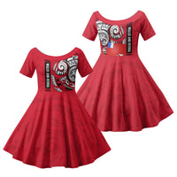 Wallis And Futuna Family Matching Off The Shoulder Long Sleeve Dress and Hawaiian Shirt Tribal Polynesian Tattoo Flag Motif