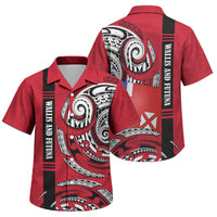 Wallis And Futuna Family Matching Off The Shoulder Long Sleeve Dress and Hawaiian Shirt Tribal Polynesian Tattoo Flag Motif