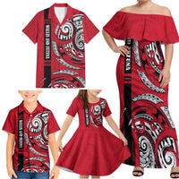 Wallis And Futuna Family Matching Off Shoulder Maxi Dress and Hawaiian Shirt Tribal Polynesian Tattoo Flag Motif