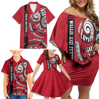 Wallis And Futuna Family Matching Off Shoulder Short Dress and Hawaiian Shirt Tribal Polynesian Tattoo Flag Motif