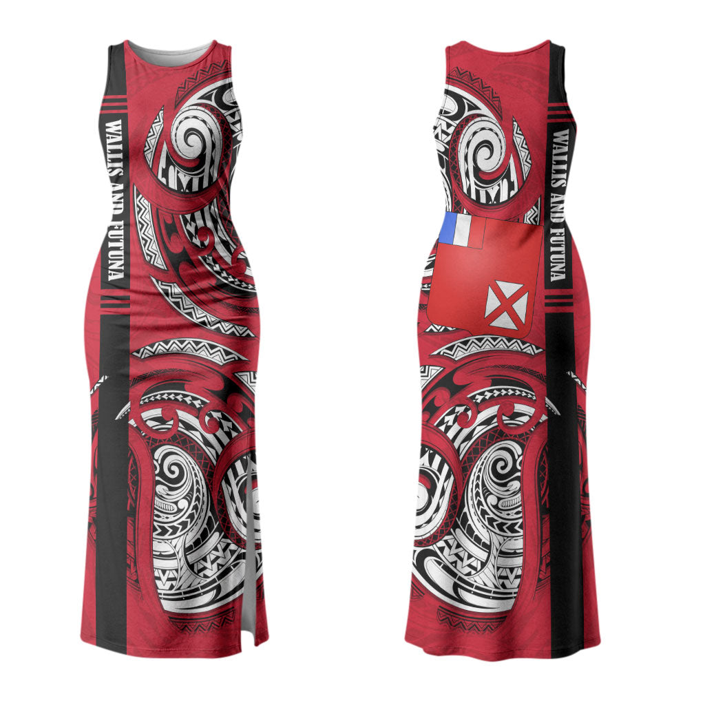 Wallis And Futuna Family Matching Tank Maxi Dress and Hawaiian Shirt Tribal Polynesian Tattoo Flag Motif