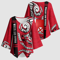 Wallis And Futuna Kimono Sleeve Blouse Tribal Polynesian Tattoo Flag Motif