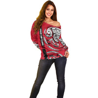 Wallis And Futuna Off Shoulder Sweater Tribal Polynesian Tattoo Flag Motif