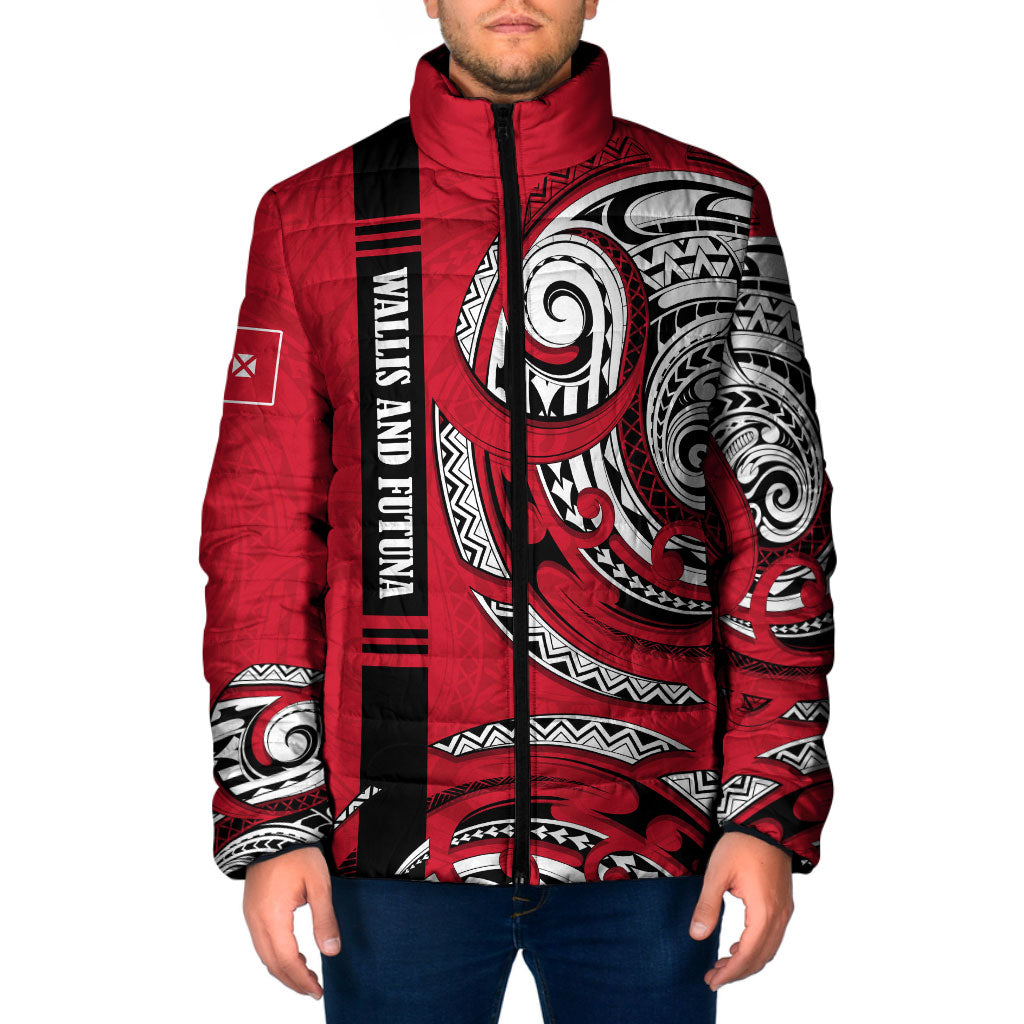 Wallis And Futuna Padded Jacket Tribal Polynesian Tattoo Flag Motif