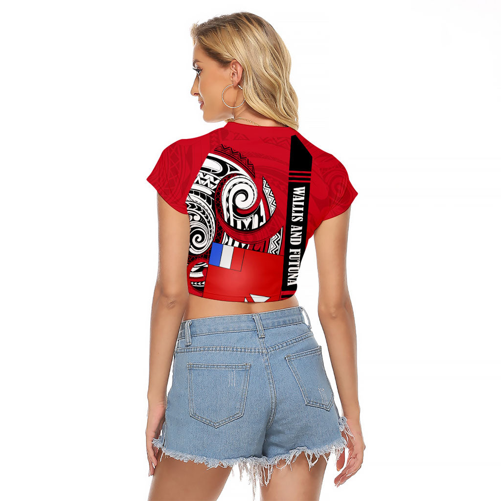 Wallis And Futuna Raglan Cropped T Shirt Tribal Polynesian Tattoo Flag Motif