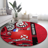 Wallis And Futuna Round Carpet Tribal Polynesian Tattoo Flag Motif