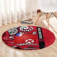 Wallis And Futuna Round Carpet Tribal Polynesian Tattoo Flag Motif