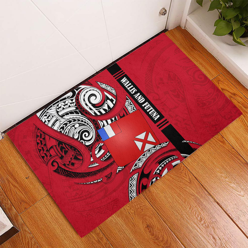 Wallis And Futuna Rubber Doormat Tribal Polynesian Tattoo Flag Motif