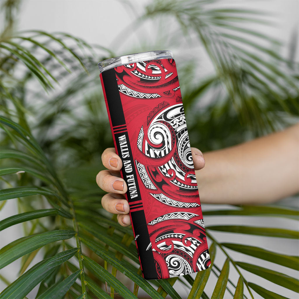 Wallis And Futuna Skinny Tumbler Tribal Polynesian Tattoo Flag Motif