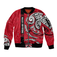 Wallis And Futuna Sleeve Zip Bomber Jacket Tribal Polynesian Tattoo Flag Motif