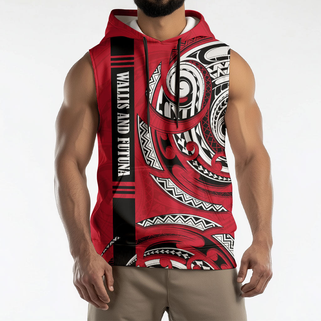 Wallis And Futuna Sleeveless Hoodie Tribal Polynesian Tattoo Flag Motif