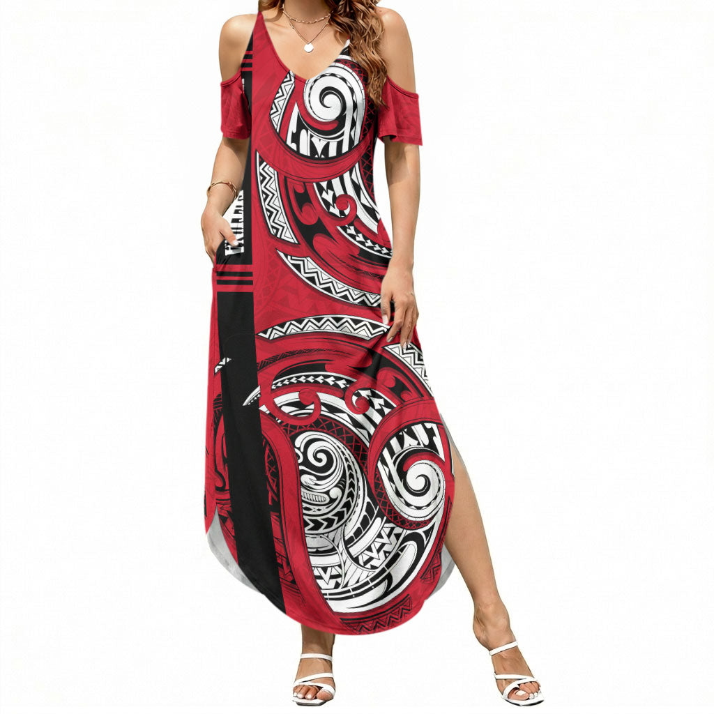 Wallis And Futuna Summer Maxi Dress Tribal Polynesian Tattoo Flag Motif