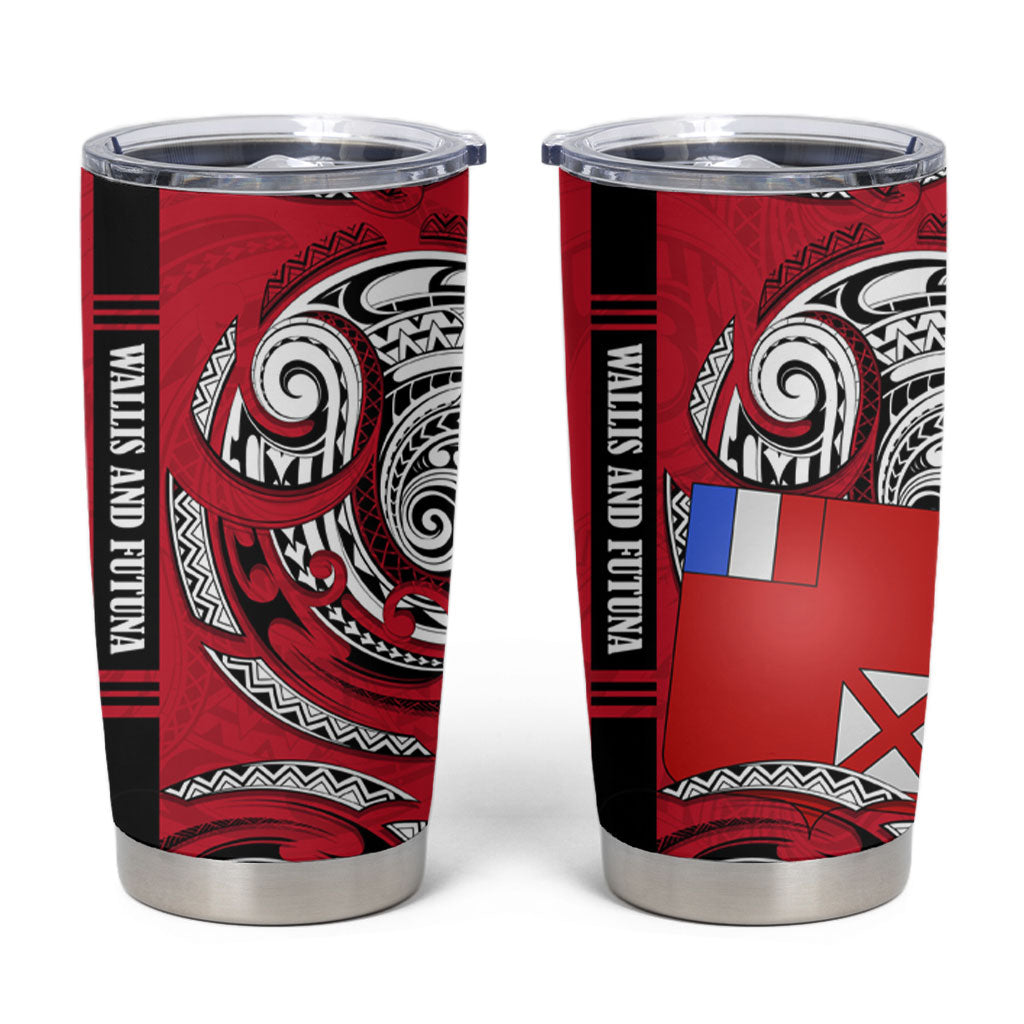Wallis And Futuna Tumbler Cup Tribal Polynesian Tattoo Flag Motif