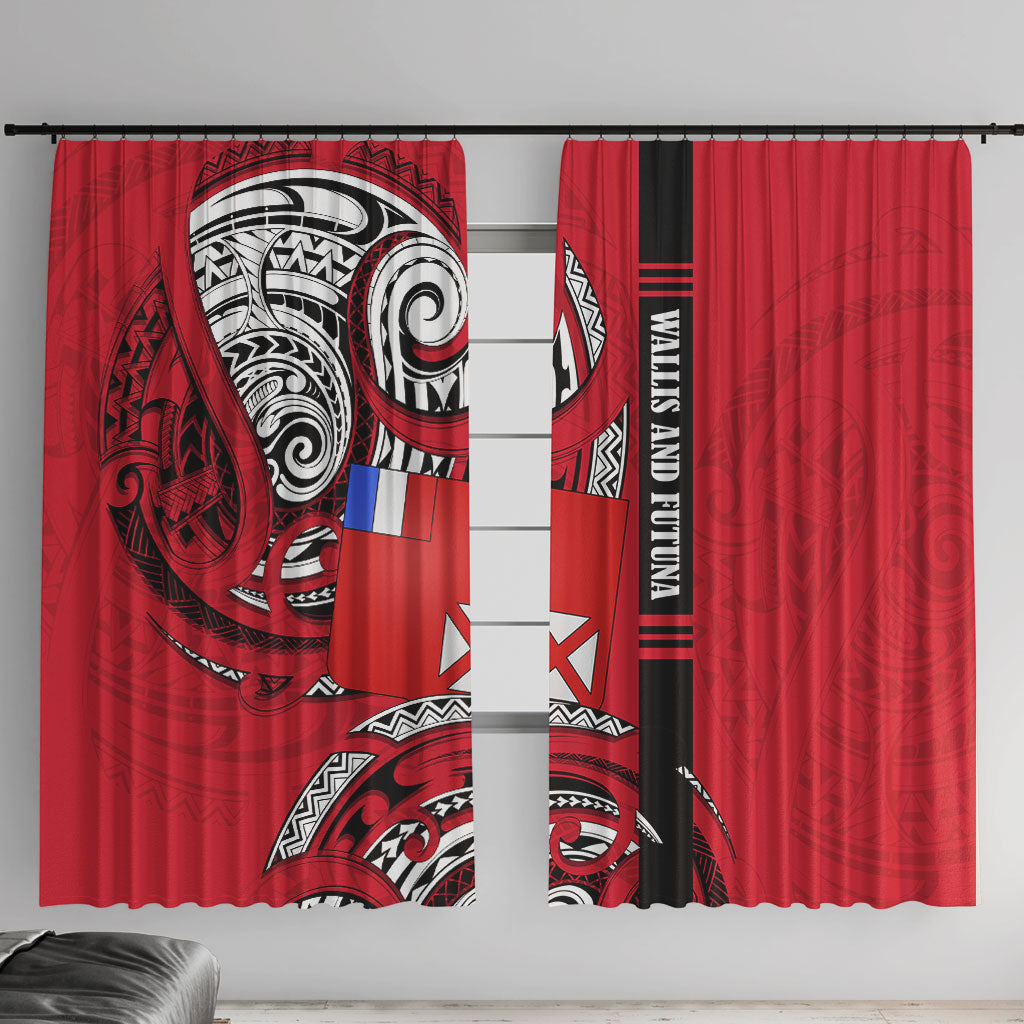 Wallis And Futuna Window Curtain Tribal Polynesian Tattoo Flag Motif