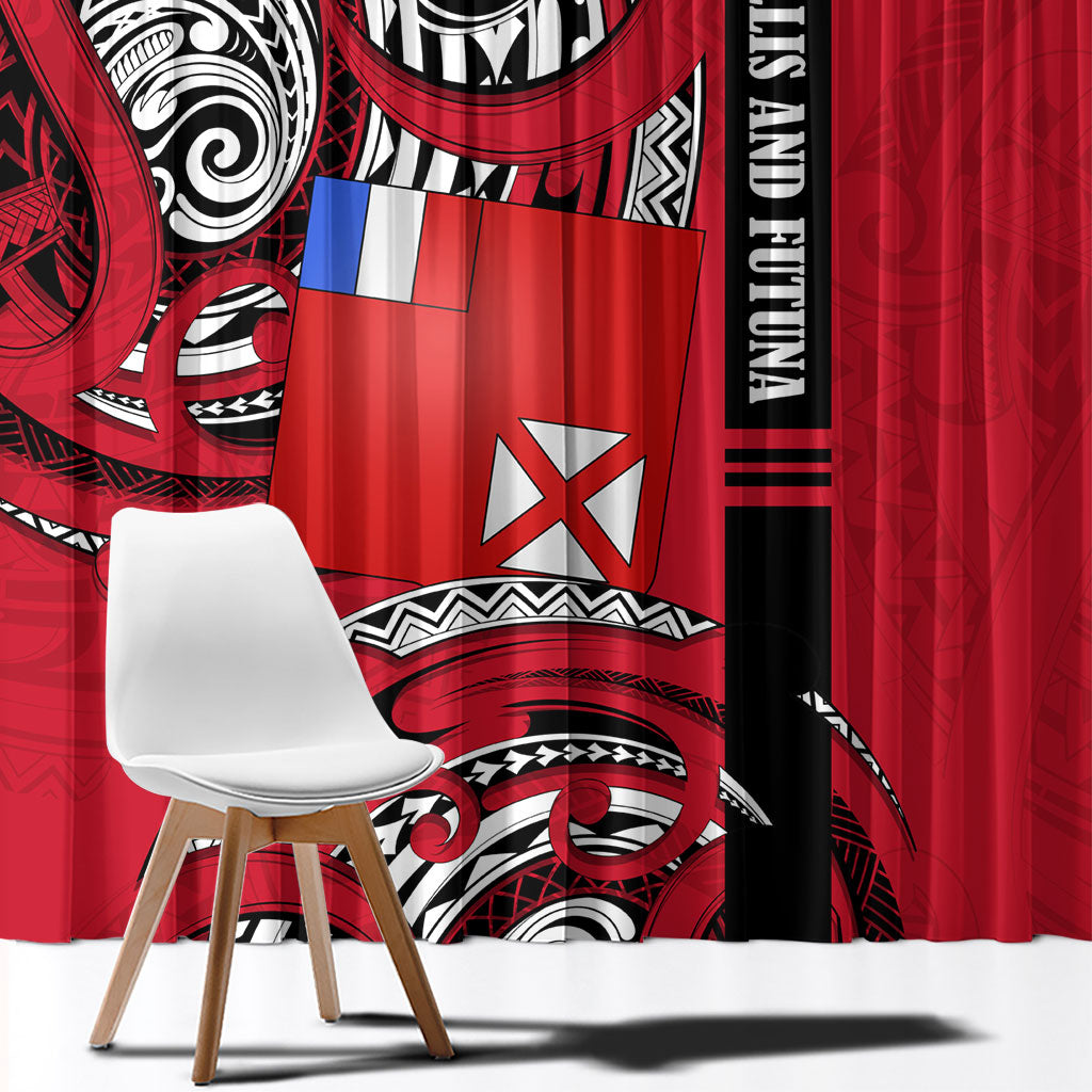 Wallis And Futuna Window Curtain Tribal Polynesian Tattoo Flag Motif