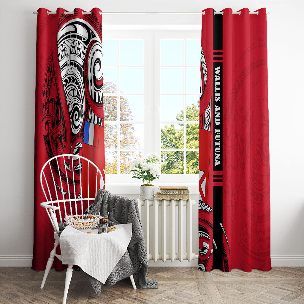 Wallis And Futuna Window Curtain Tribal Polynesian Tattoo Flag Motif