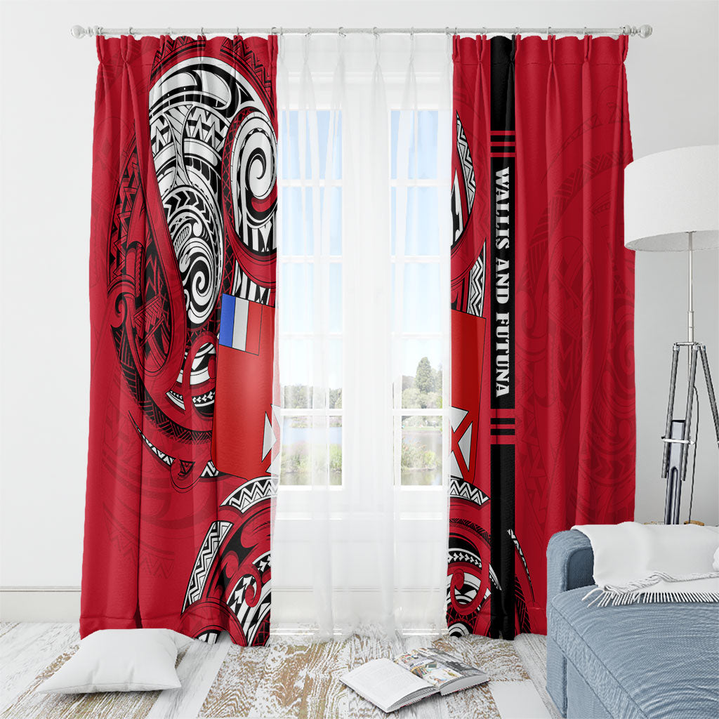 Wallis And Futuna Window Curtain Tribal Polynesian Tattoo Flag Motif