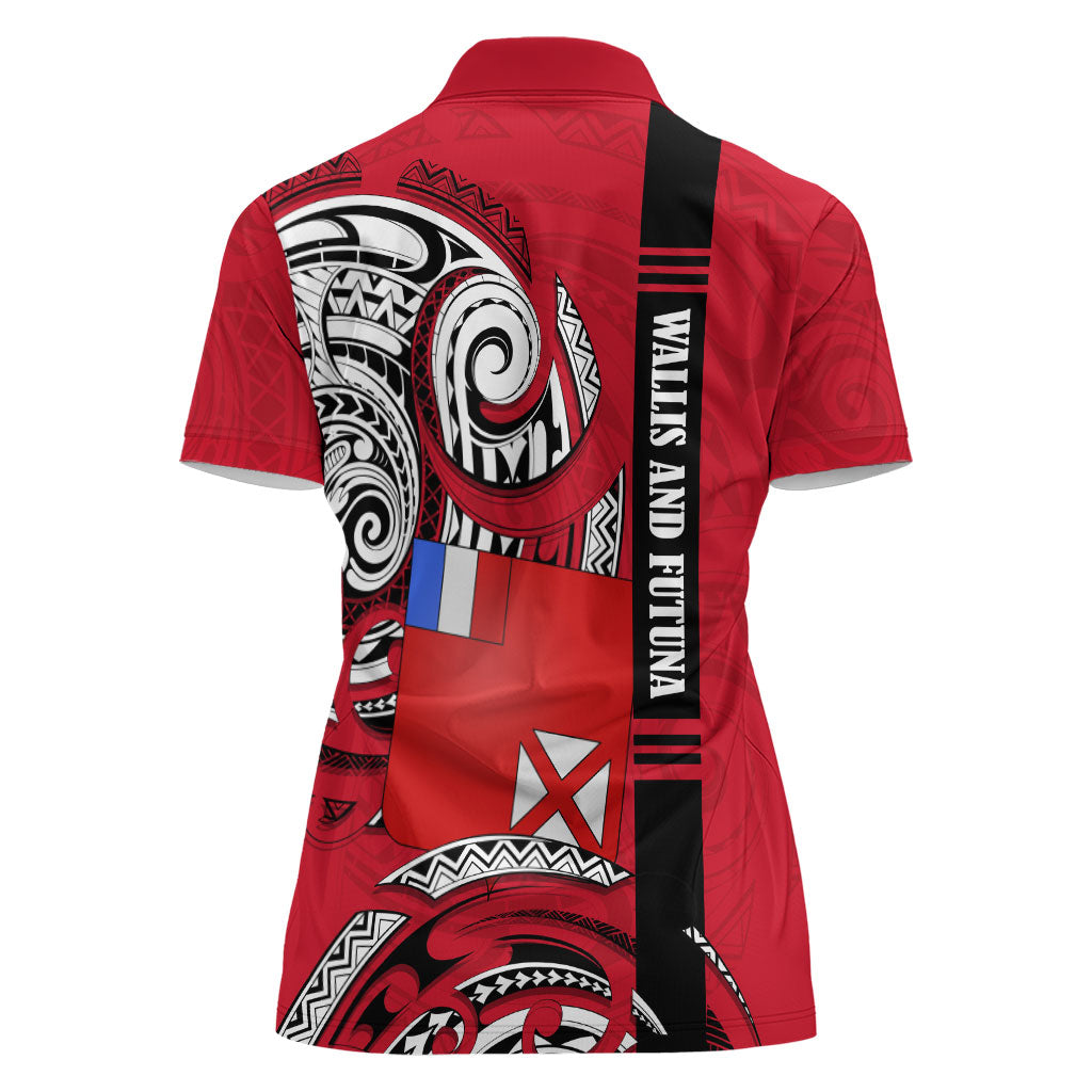 Wallis And Futuna Women Polo Shirt Tribal Polynesian Tattoo Flag Motif