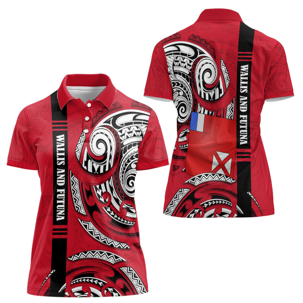 Wallis And Futuna Women Polo Shirt Tribal Polynesian Tattoo Flag Motif