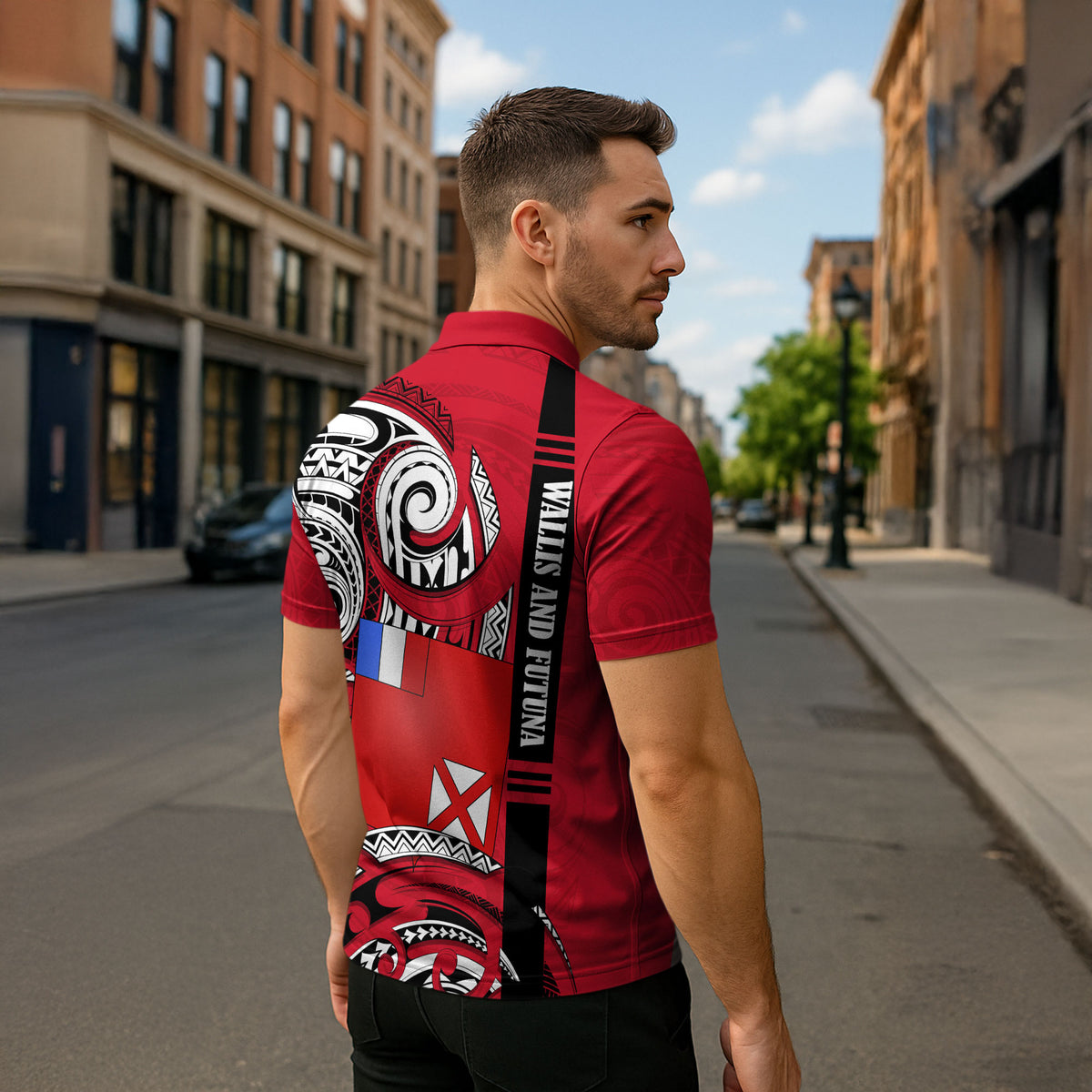 Wallis And Futuna Zipper Polo Shirt Tribal Polynesian Tattoo Flag Motif
