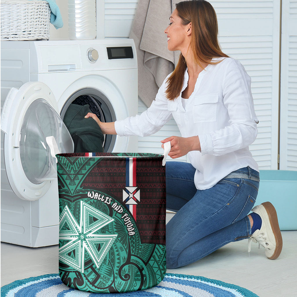 Wallis And Futuna Laundry Basket Tribal Polynesian Tattoo Heritage Cross Flag