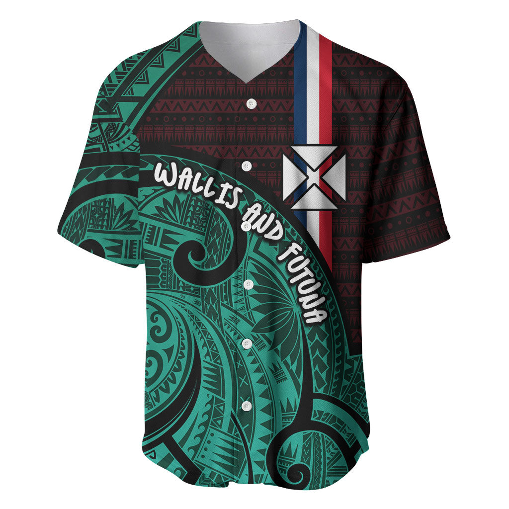 Wallis And Futuna Baseball Jersey Tribal Polynesian Tattoo Heritage Cross Flag