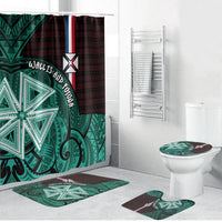 Wallis And Futuna Bathroom Set Tribal Polynesian Tattoo Heritage Cross Flag